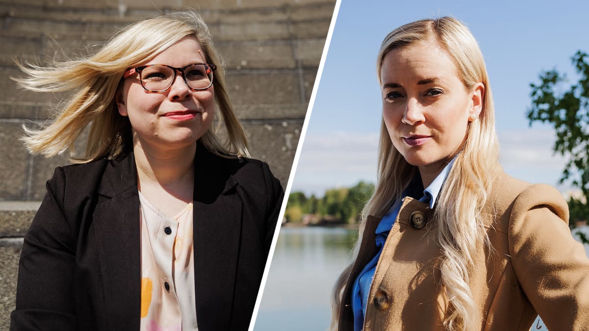 Kahden kuvan kombossa vihreiden puheenjohtajaehdokkaat Saara Hyrkkö ja Sofia Virta.