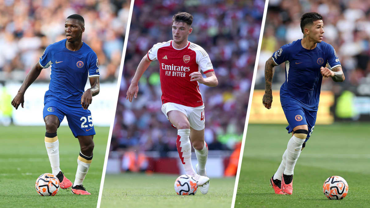 Moises Caicedo, Declan Rice ja Enzo Fernandez.