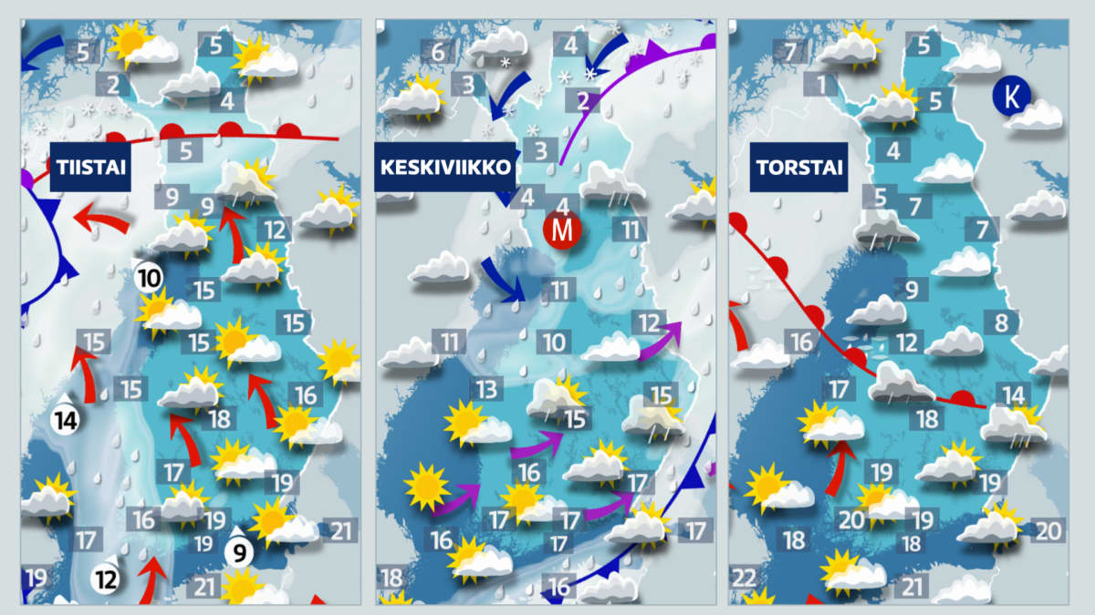 Sääkartat lähipäiville. 19.9. - 21.9.2023