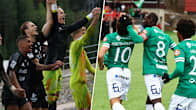 Collage på firande spelare från FC Lahti och Ekenäs IF.