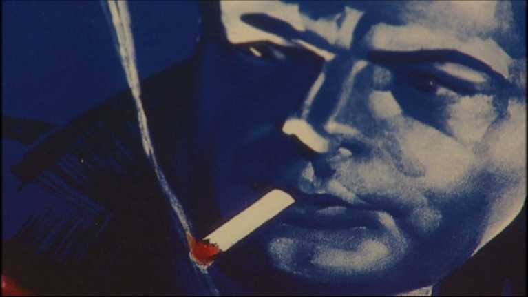 detalj ur affisch med rökande man