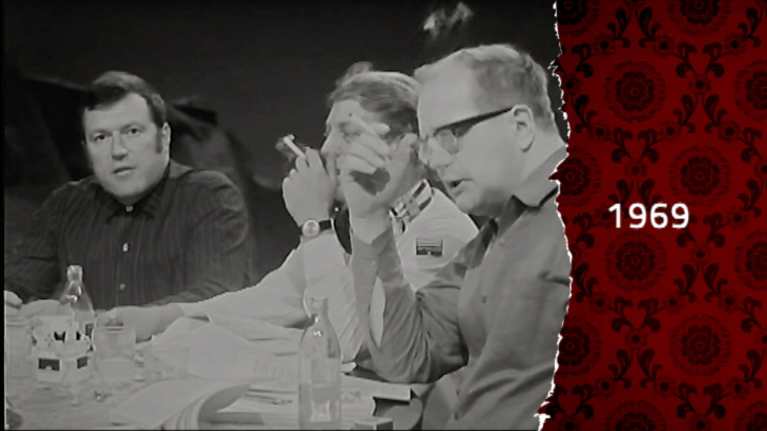 rökande män i månstudion 1969