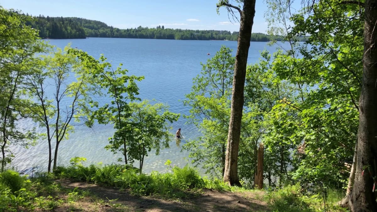 Uimari Kaukajärvessä. 