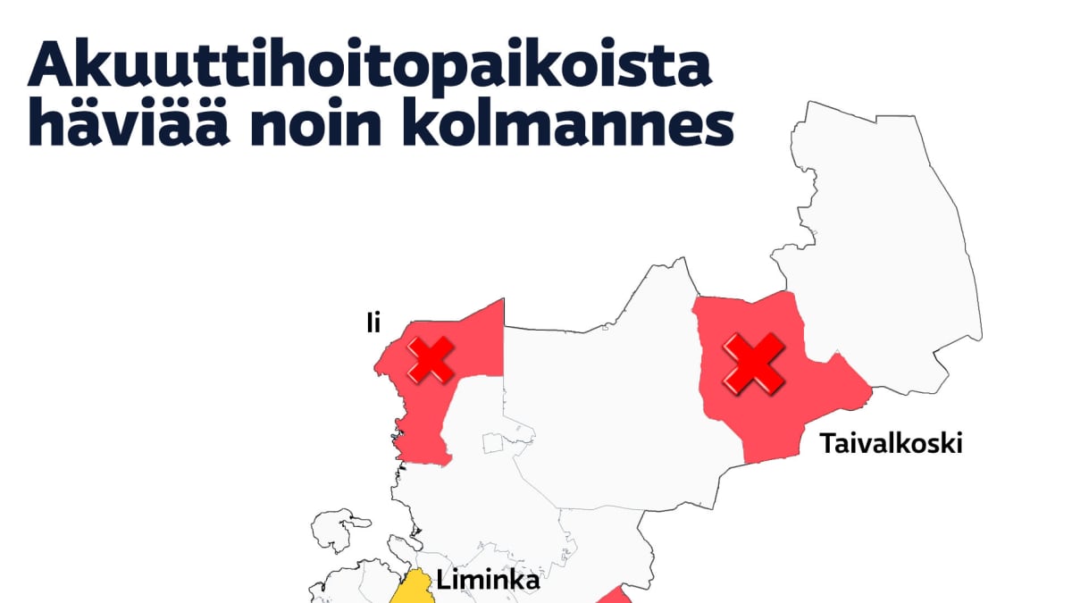 Grafiikka Akuuttihoitopaikoista häviää noin kolmannes