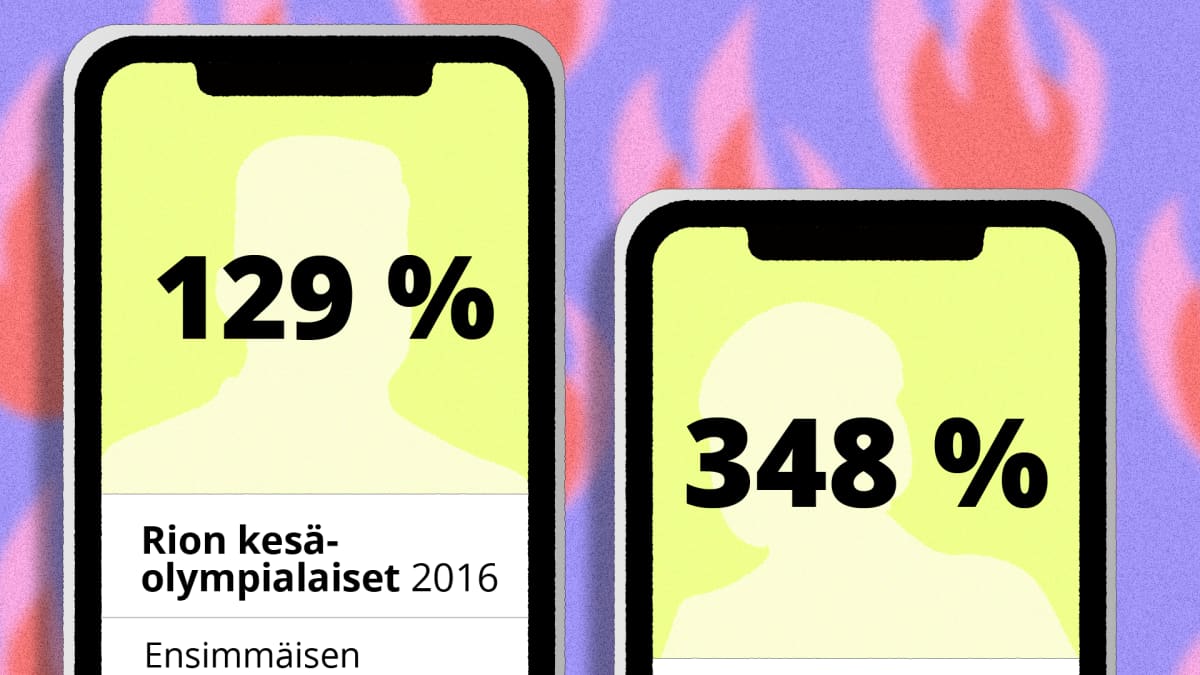 Piirrosgrafiikassa on neljä älypuhelinta, jonka kunkin ruudulla on Tinderiä muistuttava sivusto. Puhelinten ruuduilla on tilastotietoa liittyen Tinderin käyttöön isojen urheilutapahtumien aikaan. Esimerkiksi Rion kesäolympialaisten 2016 ensimmäisenä viikonloppuna olympiakylän alueella saatujen Tinder-matchien määrä kasvoi 129 prosenttia. 