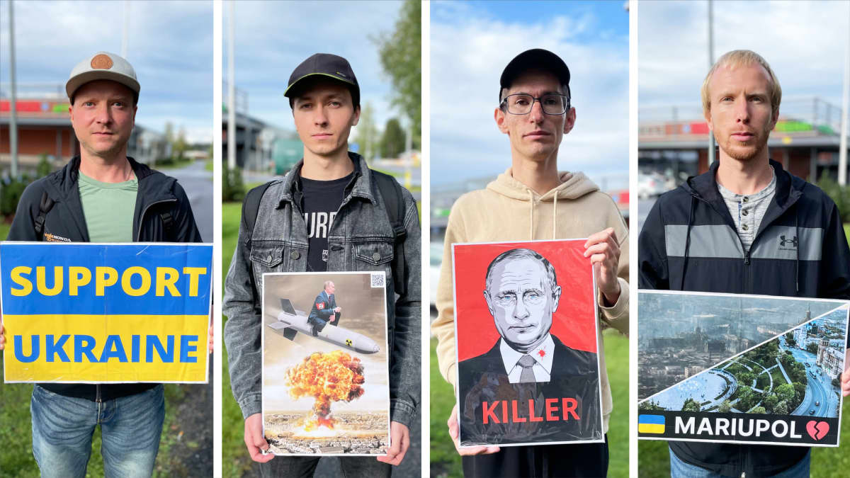 Venäläiset turvapaikanhakijat Anton Lukianov, Nikita Golozubov, Sviatoslav Parshikov ja Egor Borisov.