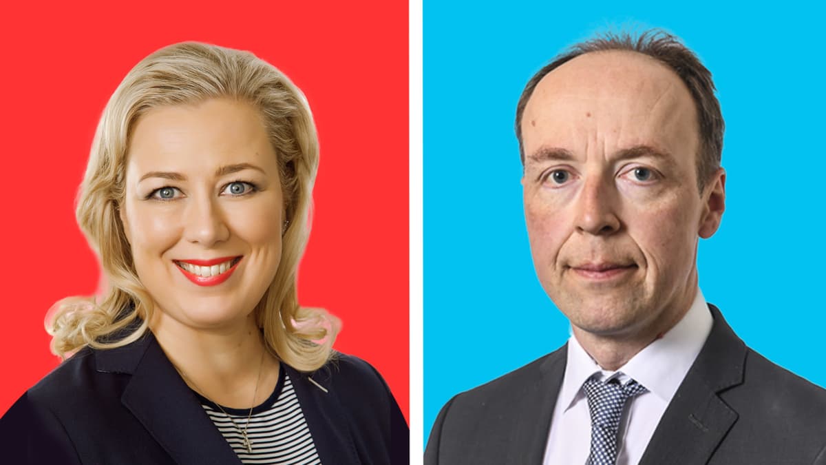 Jutta Urpilainen ja Jussi Halla-aho kollaasikuvassa.