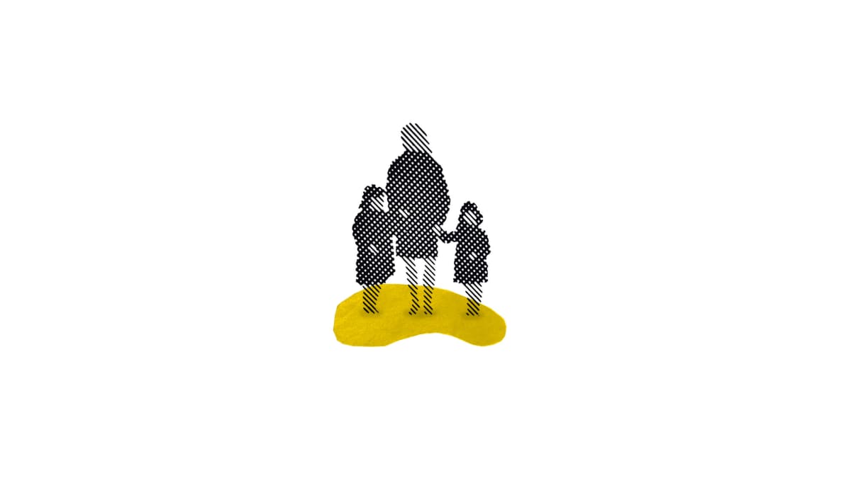 An illustration of a mother and two children.