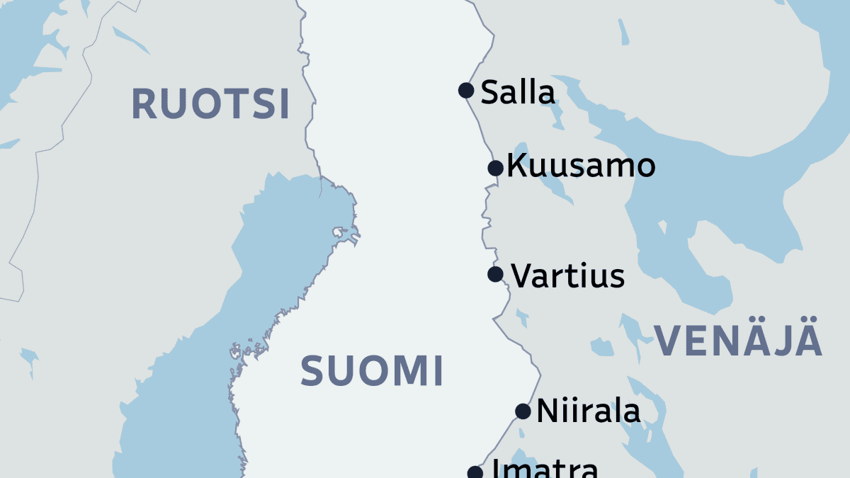 Kartta Suomen ja Venäjän välisistä rajanylityspaikoista.