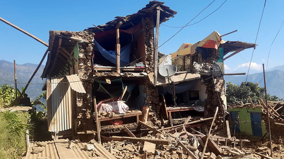 Collapsed houses in Jajarkot, Nepal. Photo: Balkumar Sharma / AFP