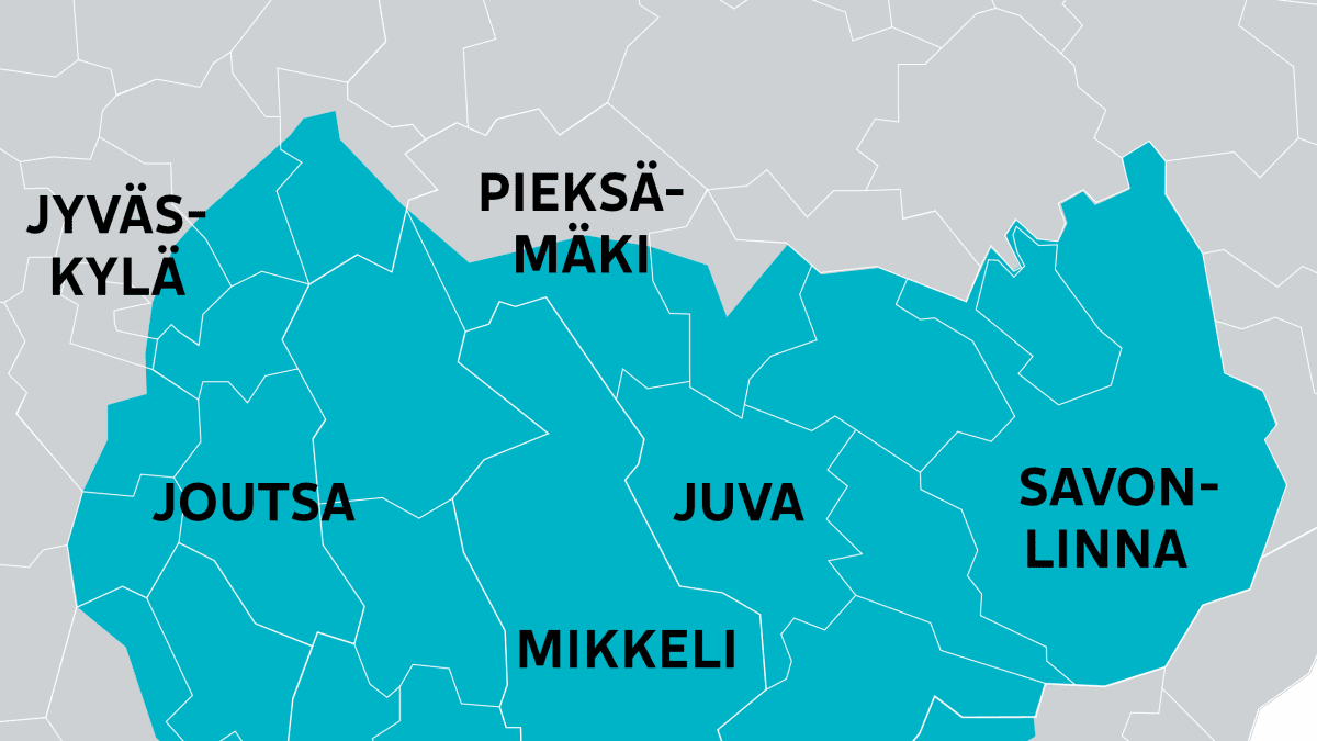 Järvi-Suomen Energian toimitusalue kartalla.