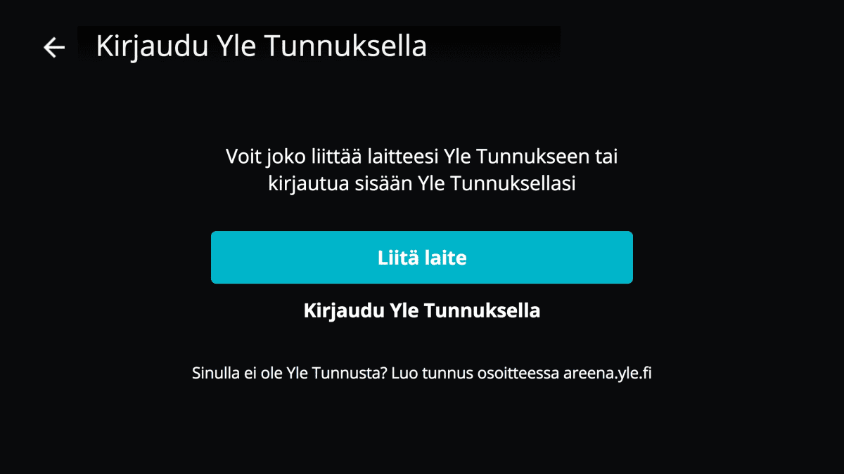 Yle tunnuksen voi luoda osoitteessa areena.yle.fi