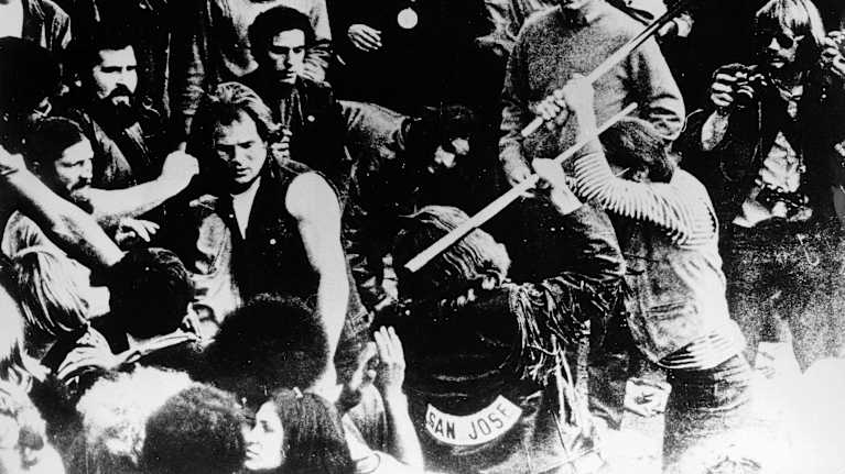 Publiken och Hells Angels på Altamont-festivalen