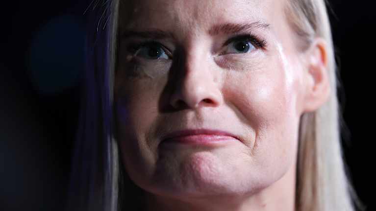 Close-up of Riikka Purra's face.