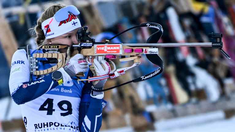 Image 14: Venla Lehtonen shooting in the prone position.