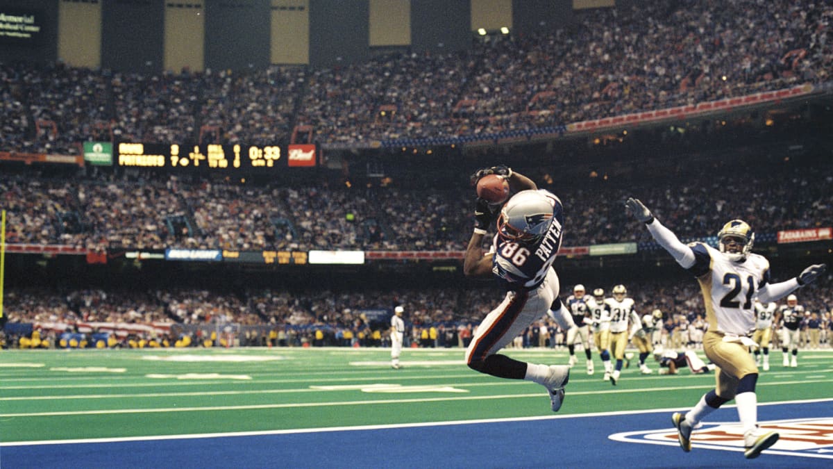 Patriotsin David Pattenin touchdown-kiinniotto Super Bowlissa 2002