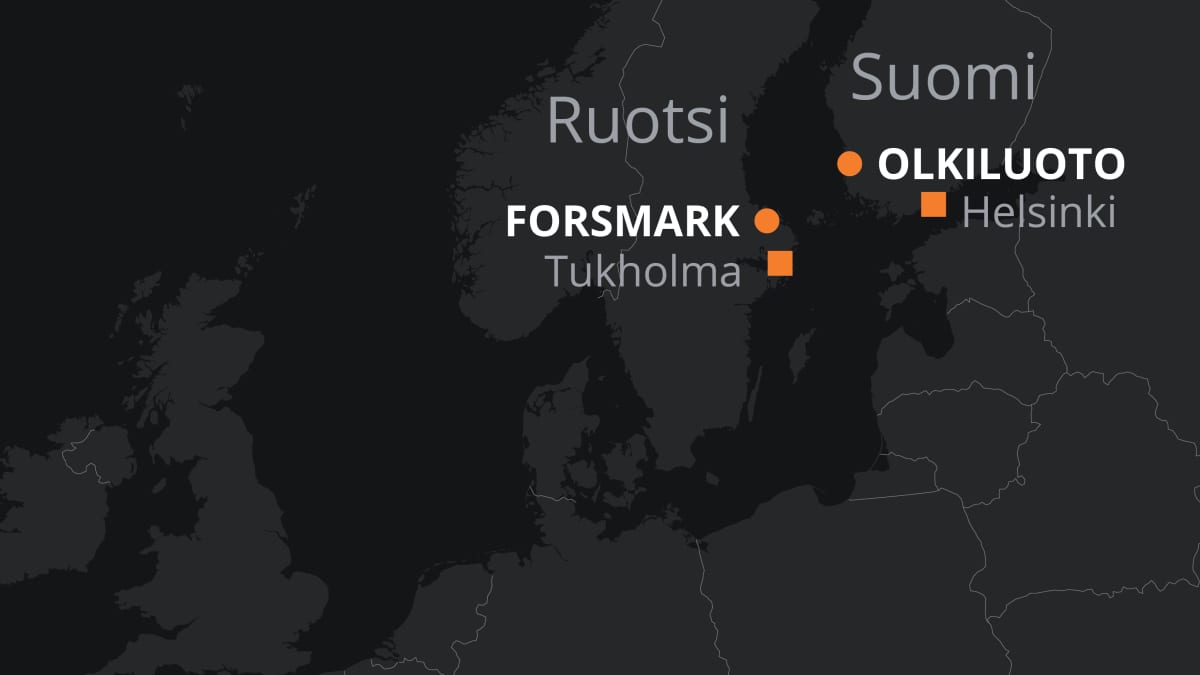 Kartta päätetyistä ydinjätteen loppusijoituspaikoista.
