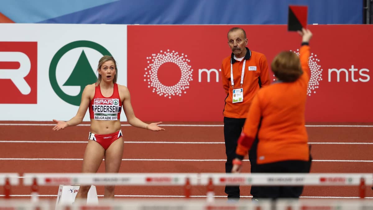 Isabelle Pedersen diskattiin varaslähdön vuoksi Belgradin EM-hallikisojen 60 metrin finaalista. Muutama minuutti myöhemmin hän sai sittenkin luvan kilpailla.