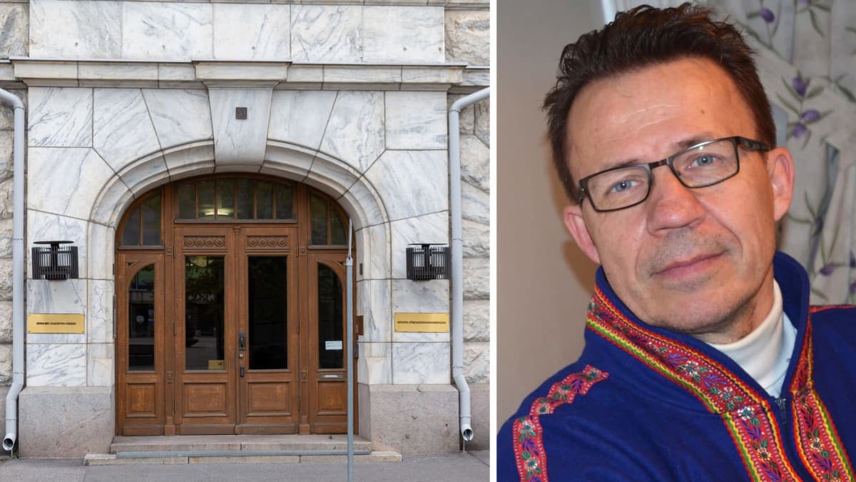 Kollaasissa korkeimman hallinto-oikeuden etuovi sekä Paavo Riihitammela.