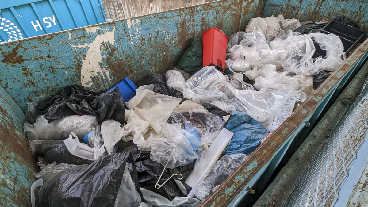 A large container of plastic waste