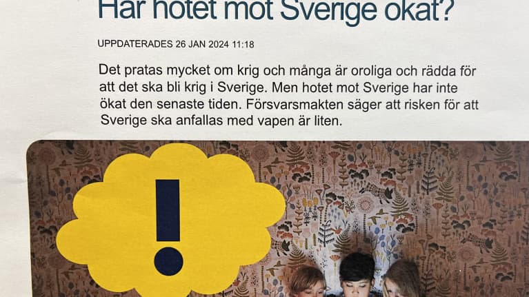 Kuvassa ruotsalaisen info-sivuston kuva, jossa kerrotaan sodasta.