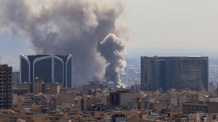 Smoke cloud over Tehran.