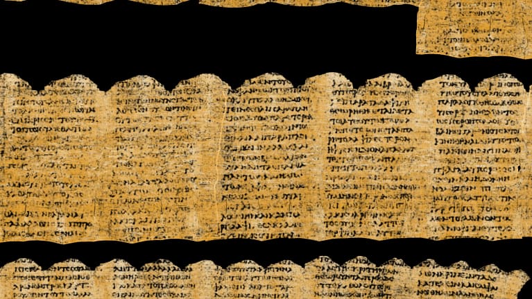 Skannattu papyrus, joka on saatu luettavaksi tekoälyn avulla.