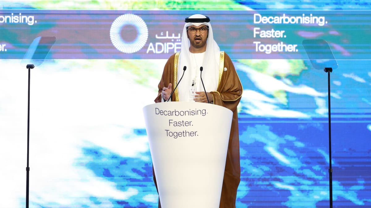 Abu Dhabi National Oil Company Director Sultan Al Jaber leads negotiations at the UN climate conference. Image: EPA-EFE