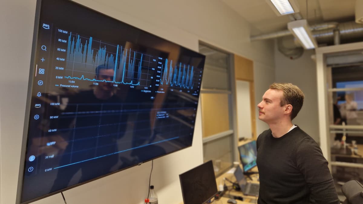 Capalo AI:n toimitusjohtaja Heikki Taskinen tutkimassa sähkön reservimarkkinoiden hintatarjouksia