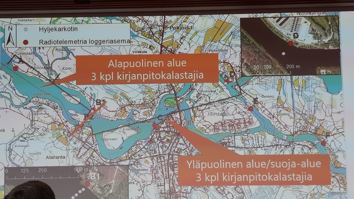 Kartta Iijoelta, minne asetetaan hyljekarkoittimia.