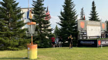 Paul McBeth takes lines up his final putt for the day on Friday at the Disc Golf European Open, an event he has won five times. 