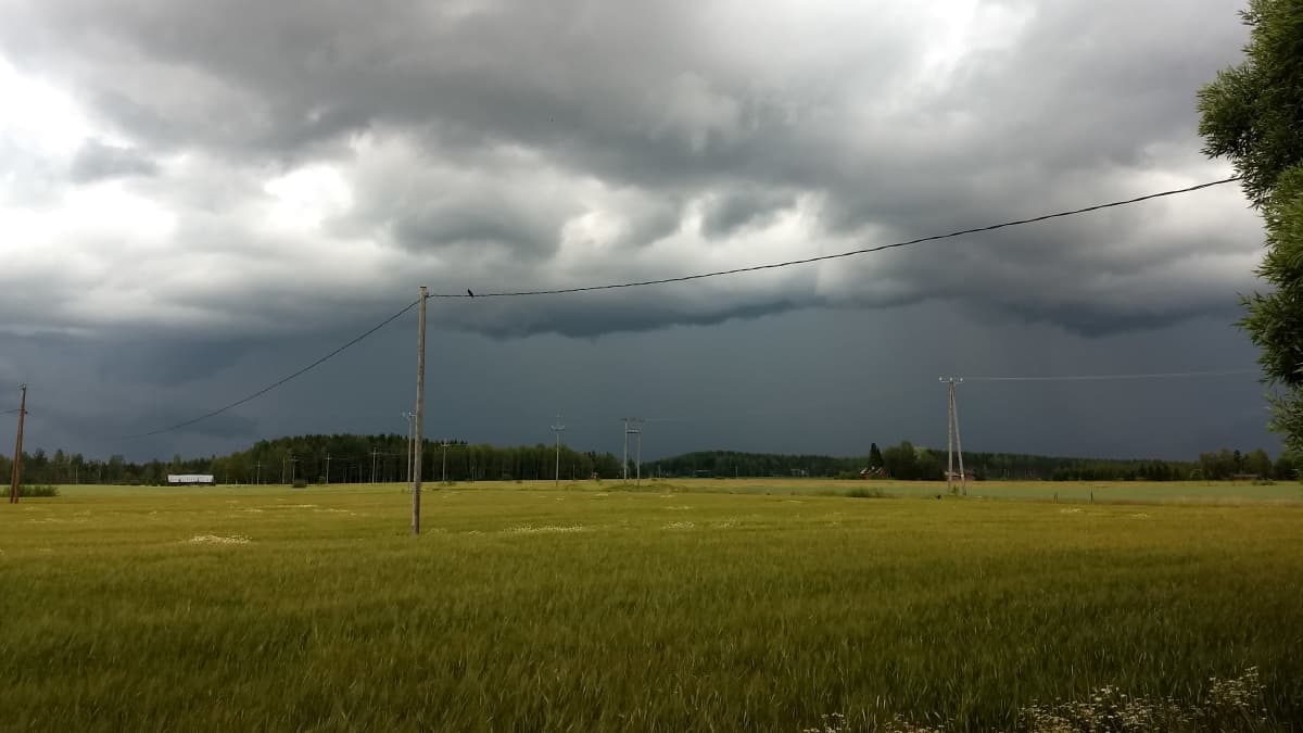 Kuvassa näkyy tumma sadepilvi.