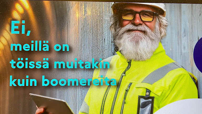 An image of a man in an ad generated by artificial intelligence.
