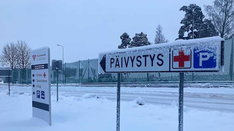 Snowy sign in Lappeenranta in the South Karelia welfare area. Photo: Helena Korpela / Yle
