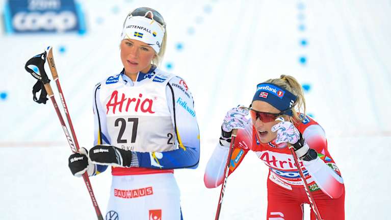 Frida Karlsson and Therese Johaug competing.