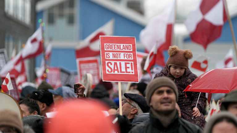 A protest by Greenlanders opposing President Donald Trump&rsquo;s demands in Nuuk.
