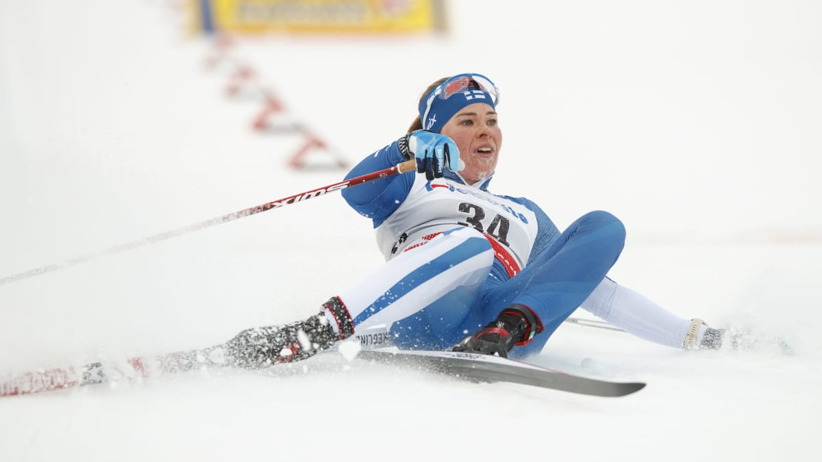 Krista Pärmäkoski maalissa Rukalla.