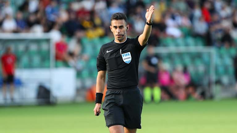 Pictured is Finnish football referee Mohamed Emara.