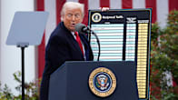 US President Donald Trump presents country-specific import tariffs at the White House on Wednesday.