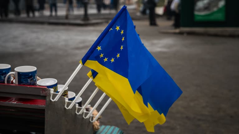 EU:n liput olivat vahvasti esillä Ukrainan Euromaidan-mielenosoituksissa vuonna 2014.
