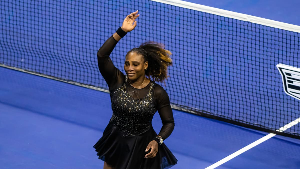 Serena Williams oli tunteikkaana  ottelun jälkeen.