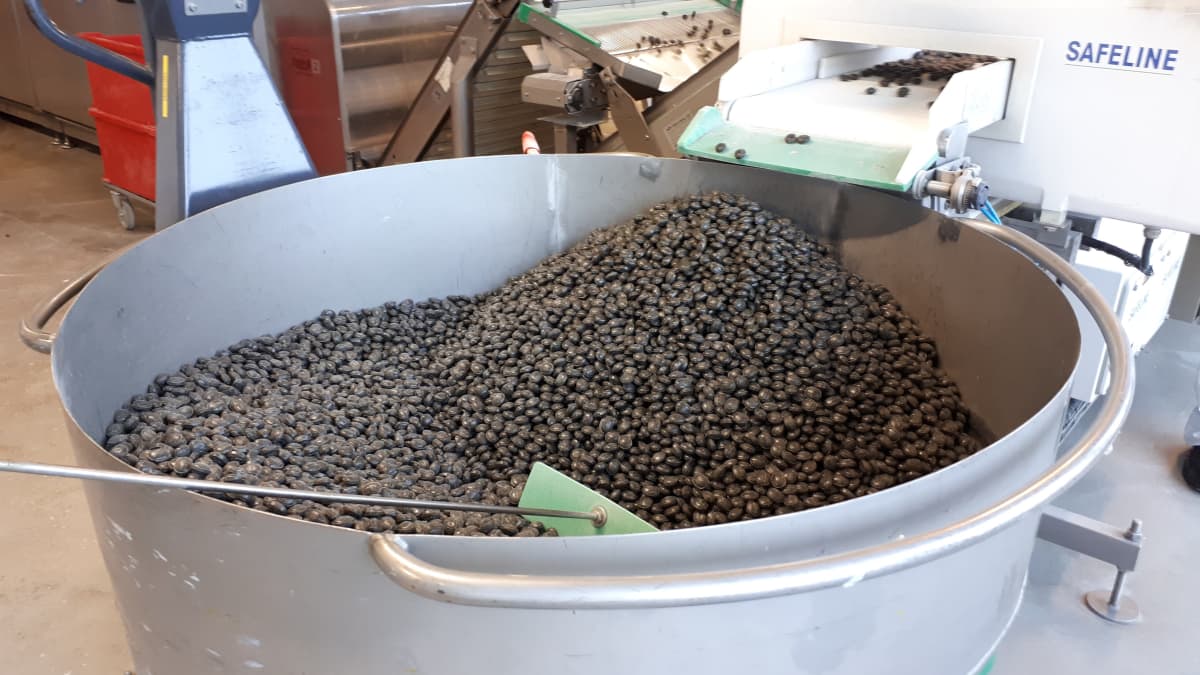 A large vat of Fazer's Turkish pepper candies.