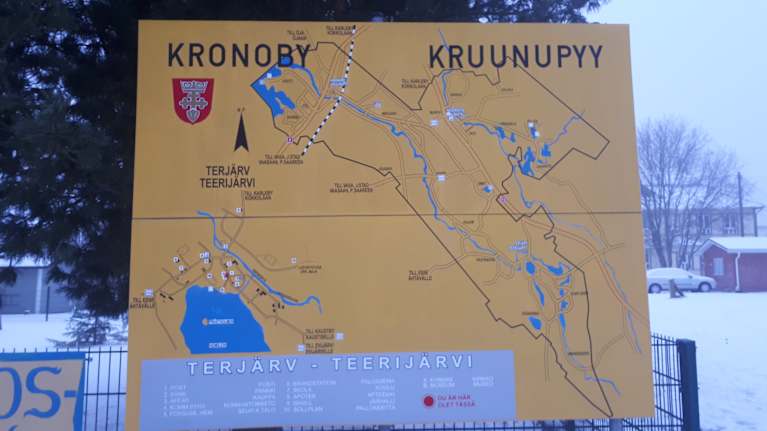 Karta över Kronoby kommun.