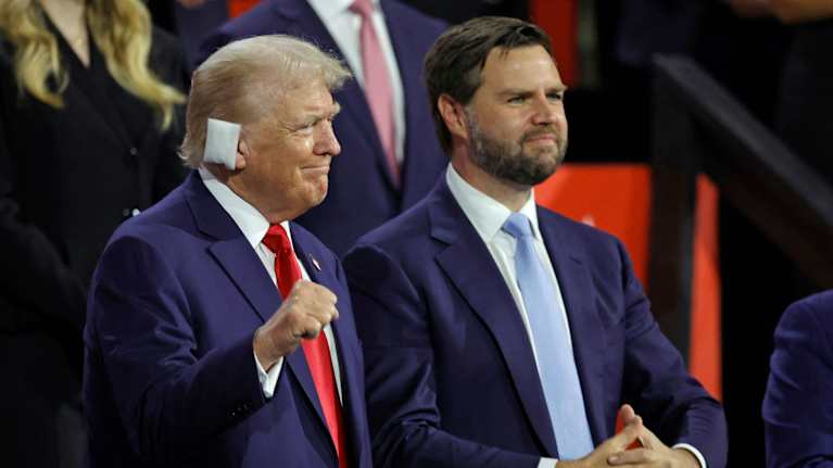 Republican presidential candidate Donald Trump and Trump’s vice presidential candidate J.D. Vance. Photo: Kamil Krzaczynski / AFP