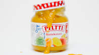 Piltti -lastenruokapurkkeja kuvattuna studiossa.