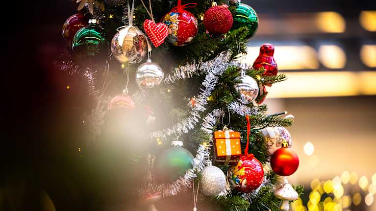 Decorated Christmas tree.