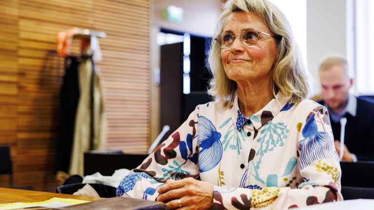 Päivi Räsänen oikeussalissa.