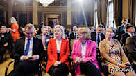 Kokoomuksen Petteri Orpo, perussuomalaisten Riikka Purra, RKP:n Anna-Maja Henriksson ja krististillisdemokraattien Sari Essayah.
