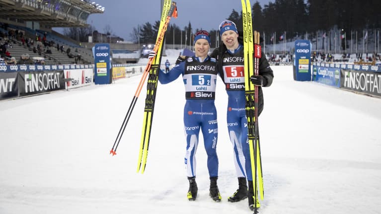 Image 4: Lauri Vuorinen and Iivo Niskanen third in the team sprint on 1.3.2024.