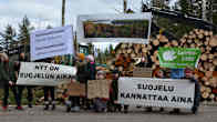 Demonstration i samband med Konstsamfundets skogsavverkningar i Purunpää